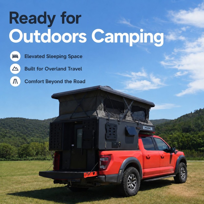Campers plegables MGK para camionetas: diseñados para concesionarios, hechos para la aventura.