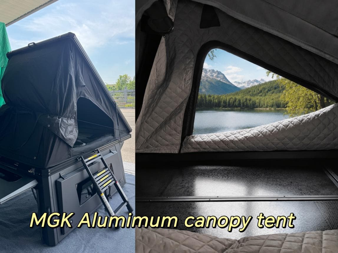 Presentación de la carpa con toldo de aluminio MGK: Fácil manejo y cómodo espacio al aire libre.